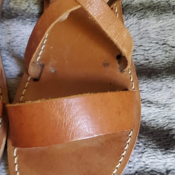 The Poet" Women's Tan Leather Sandals Size 9 - Picture 4 of 9